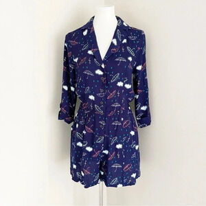 Modcloth novelty print romper medium unique casual summer vacation festival